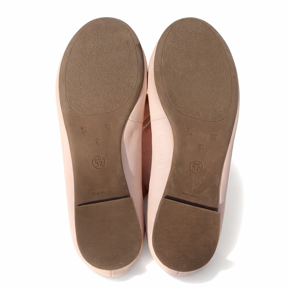 NWOT Raphaella Booz Blush Pink Leather Ballet Flats Bow Stud Trim BR 37/US 8 - Picture 6 of 10